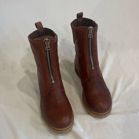 Hee Brown Leather Front Zip Ankle Boot Size 42 NEW - Picture 3 of 11